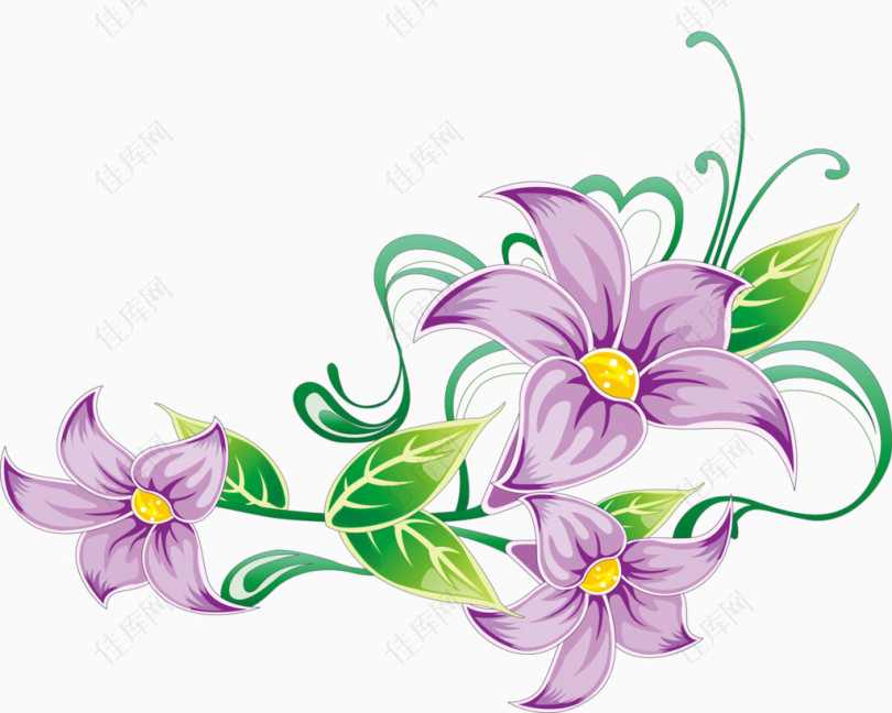 卡通紫色花卉