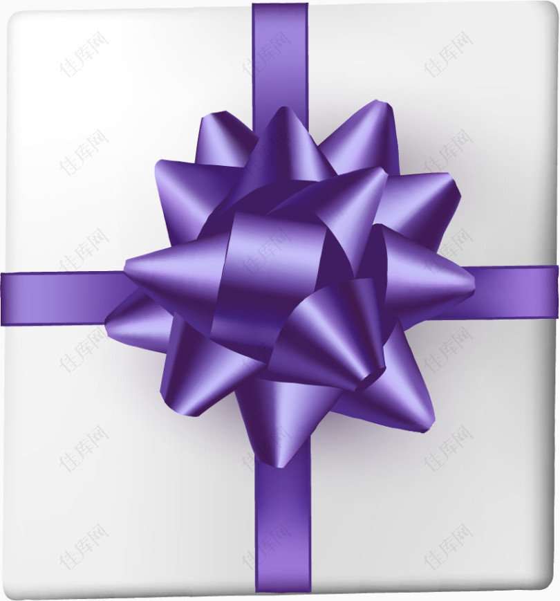 紫色丝带花白色精致礼盒