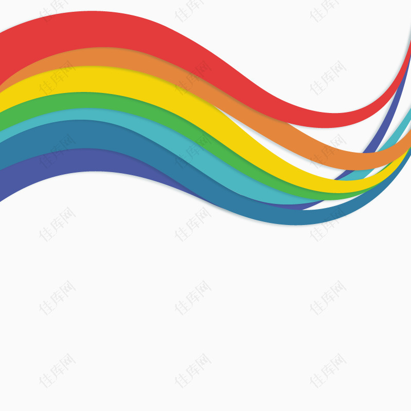 彩虹色曲线背景矢量素材