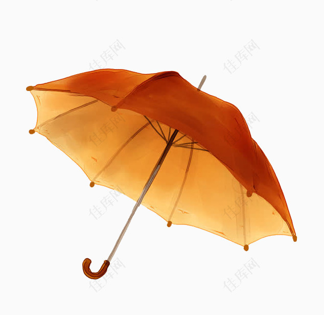 手绘橙色的伞