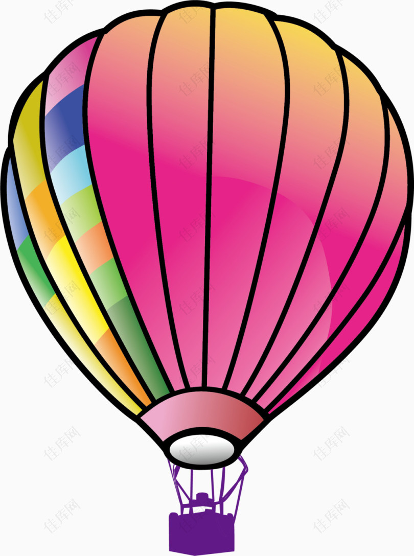彩绘热气球矢量图
