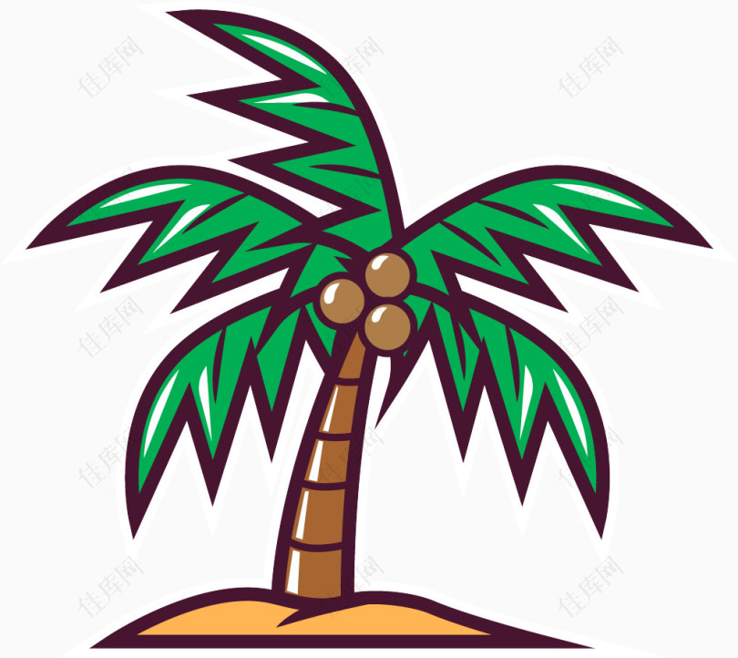 卡通手绘椰子树