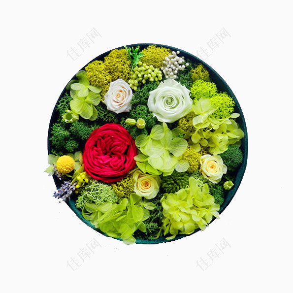 绿色装饰花朵礼盒