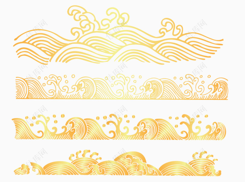 金色海浪花设计矢量素材