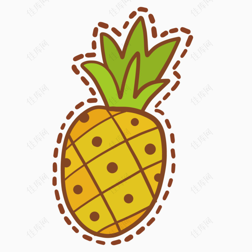 矢量水果俯视黄色卡通菠萝
