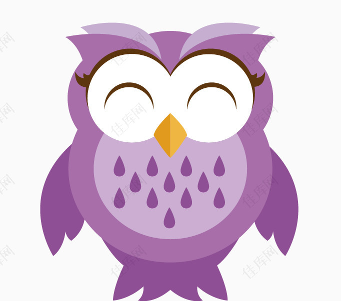 紫色卡通猫头鹰