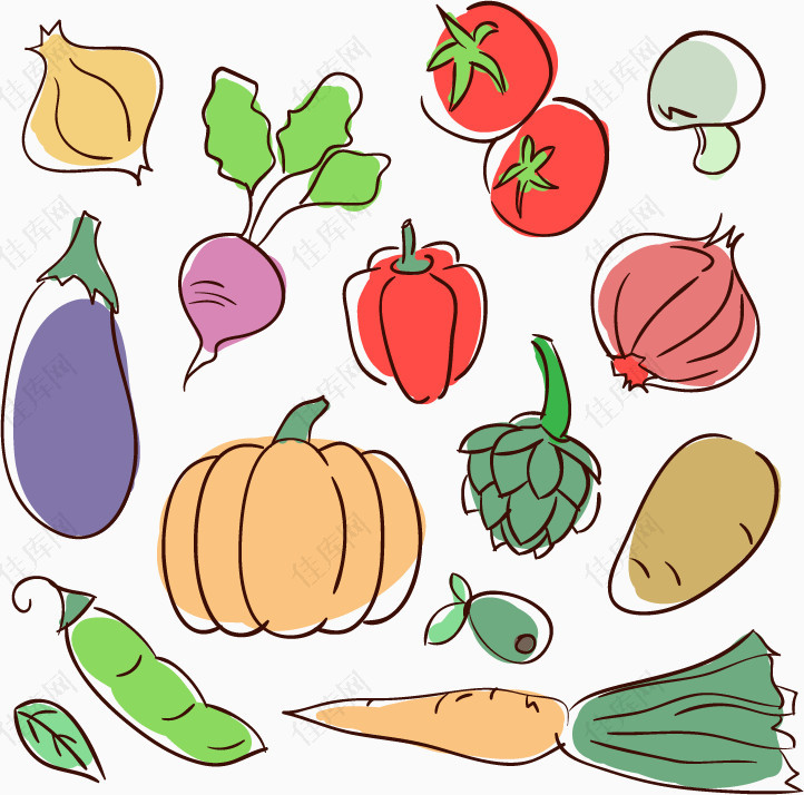 绿色蔬菜卡通手绘