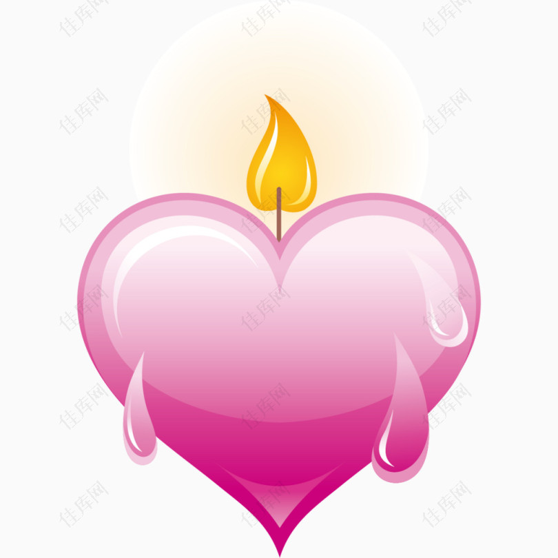 卡通手绘粉色心形蜡烛