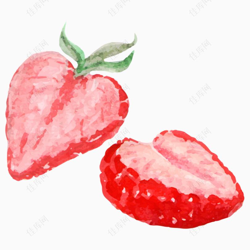 水彩彩绘水果草莓