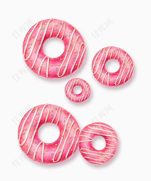 卡通手绘粉色甜甜圈甜品食品素材