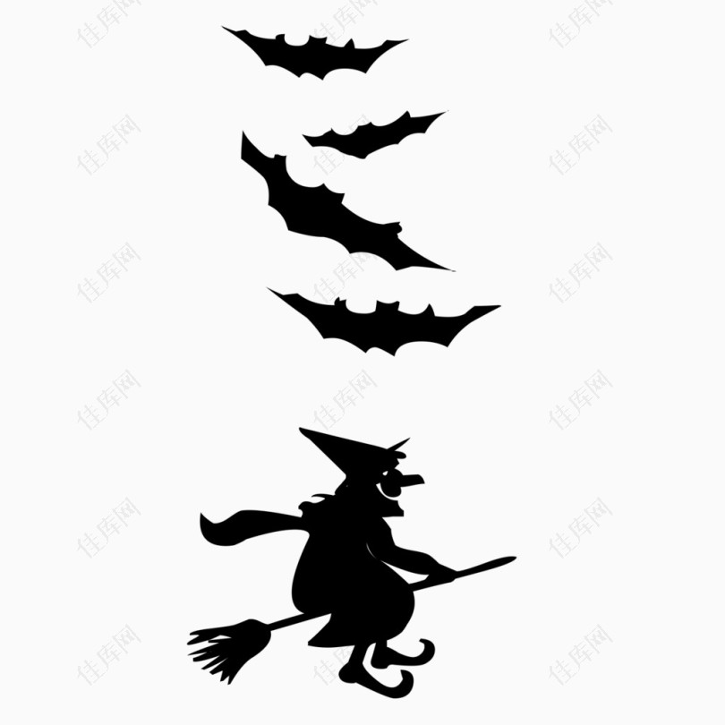 女巫蝙蝠剪影装饰