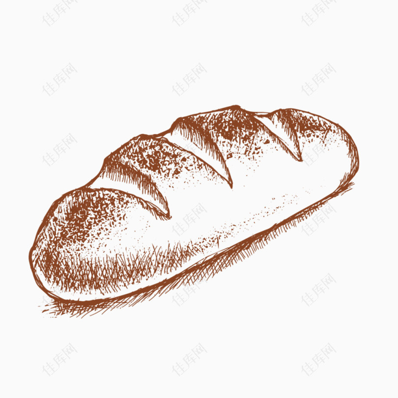 卡通手绘长面包