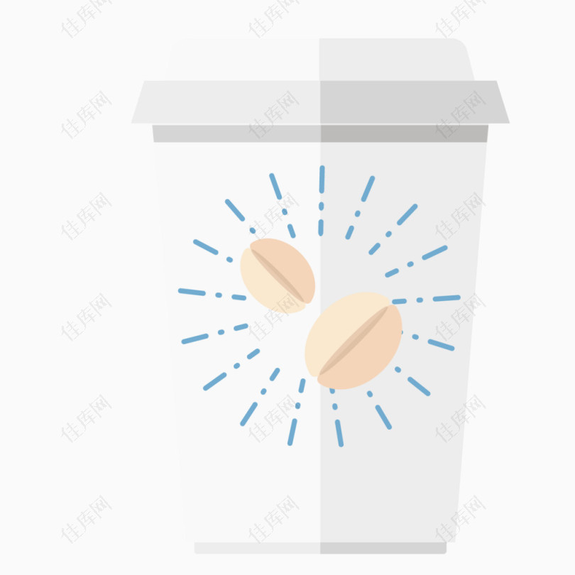 矢量一次性杯子质感咖啡豆图案