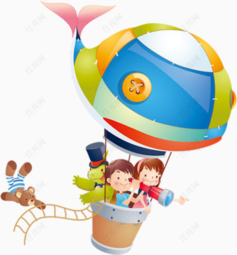 乘坐的热气球的小孩子
