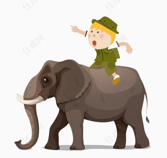 男孩骑大象泰国旅游元素
