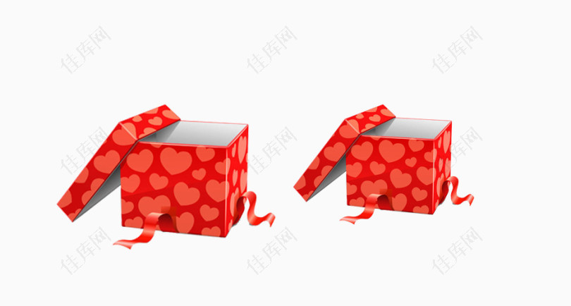 红色心形装饰礼物盒