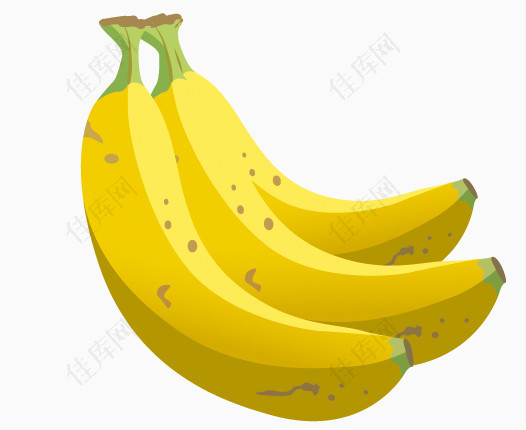 卡通手绘水果三个香蕉