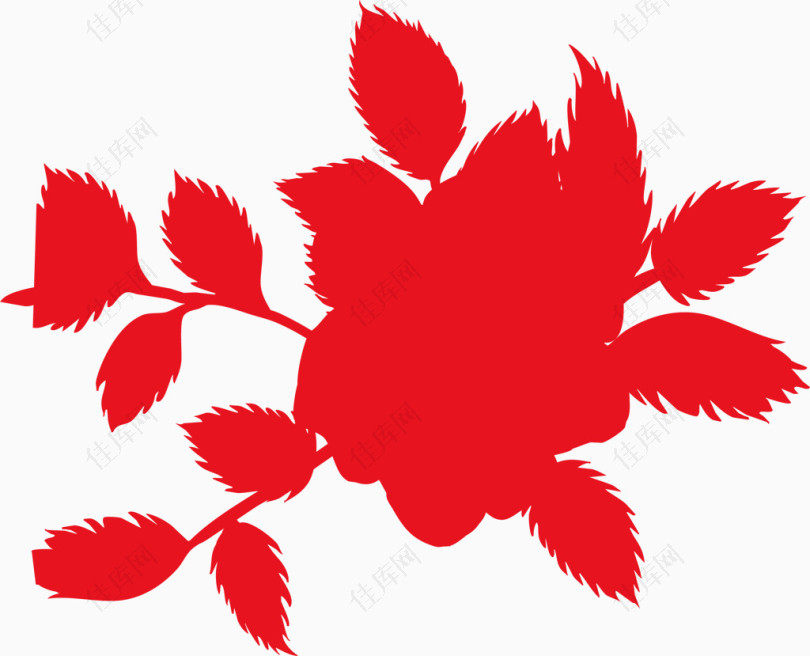 红色泼墨鲜花装饰矢量图