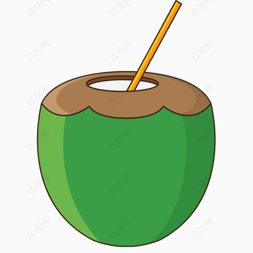 卡通黑色线条美味椰子汁