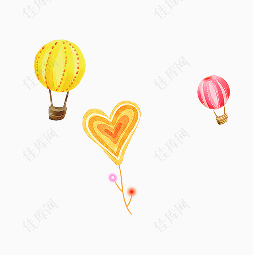 红色和黄色卡通热气球