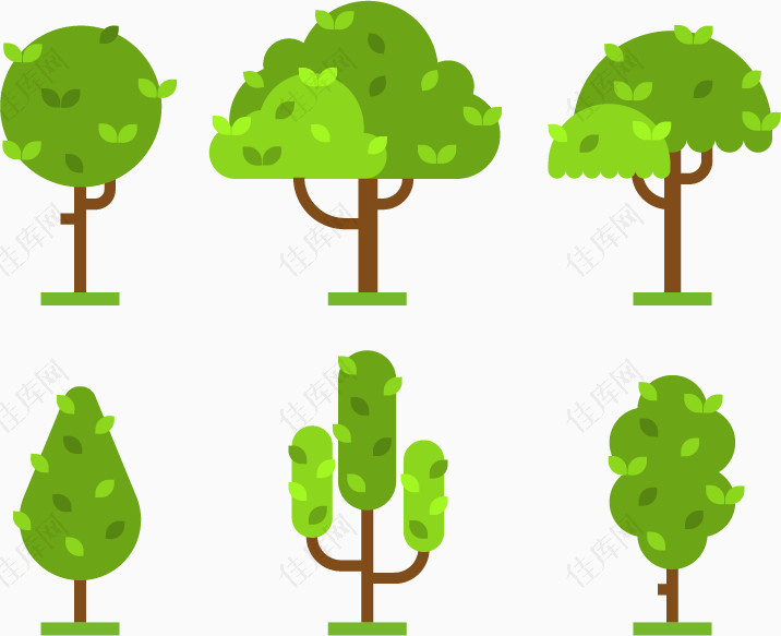 绿色扁平大树