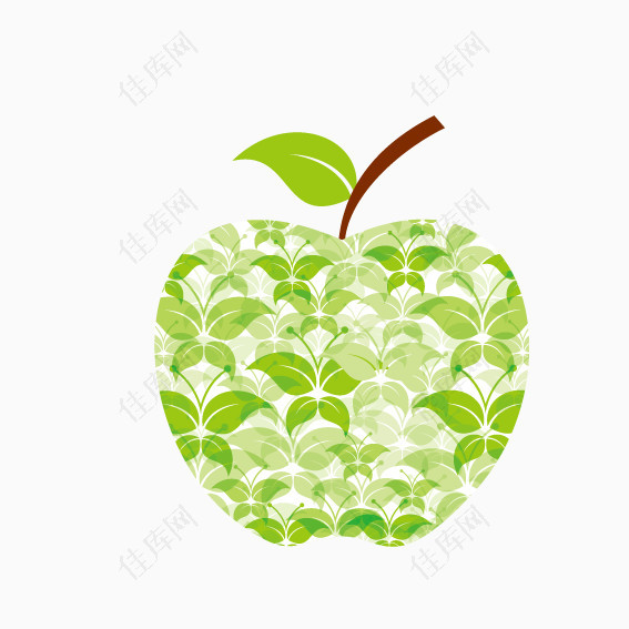 绿色禾苗组成的苹果