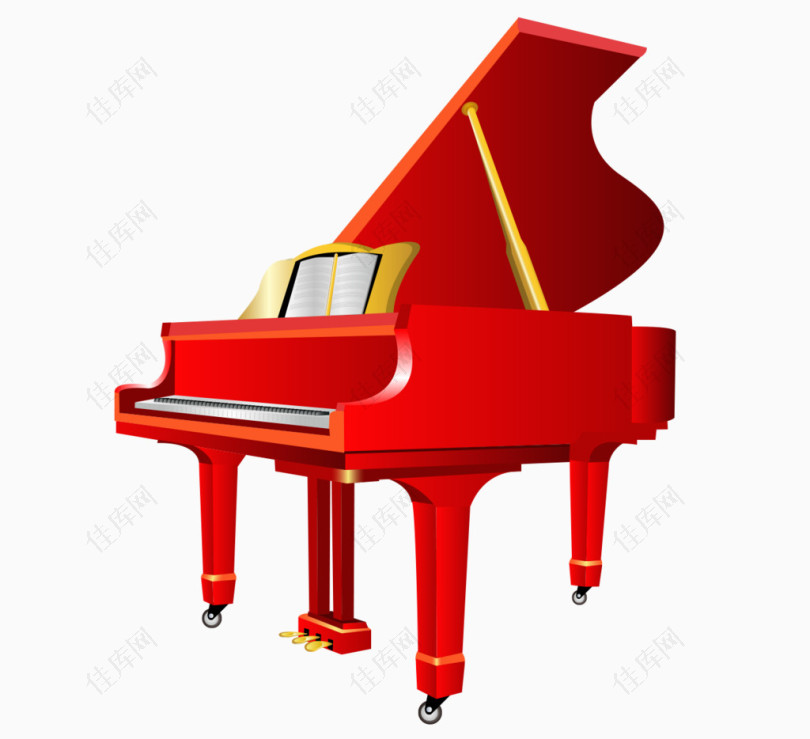 乐器钢琴红色矢量