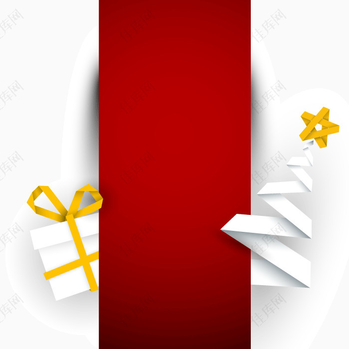 白色折纸圣诞树边框装饰图