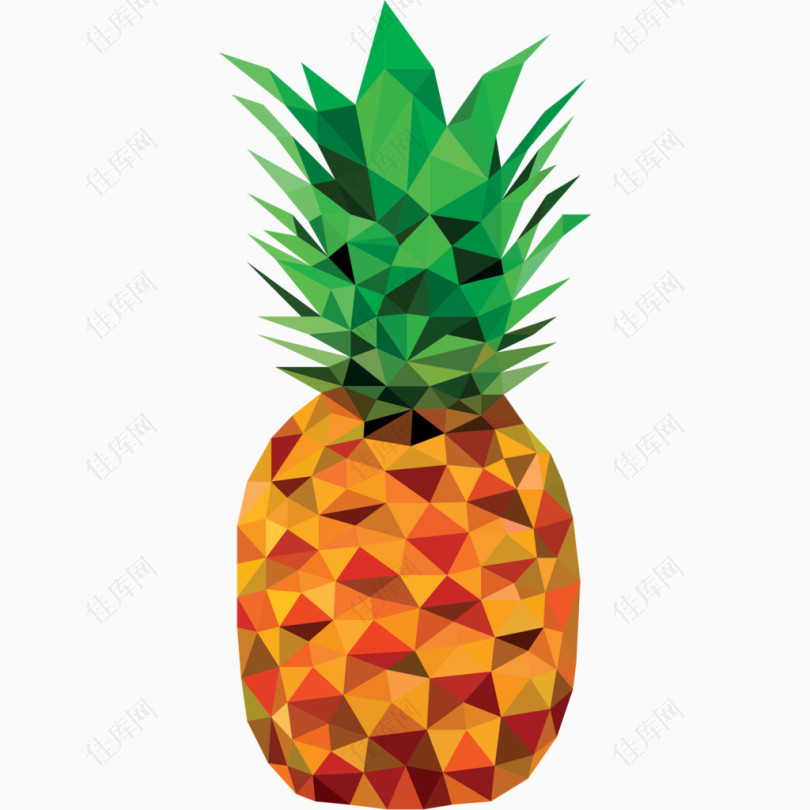 卡通三角晶格化水果菠萝