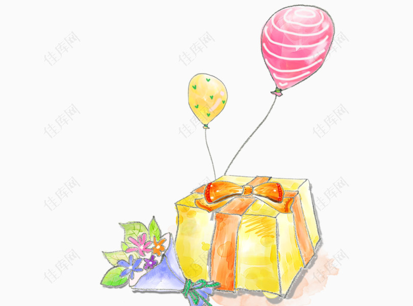 水彩礼盒气球