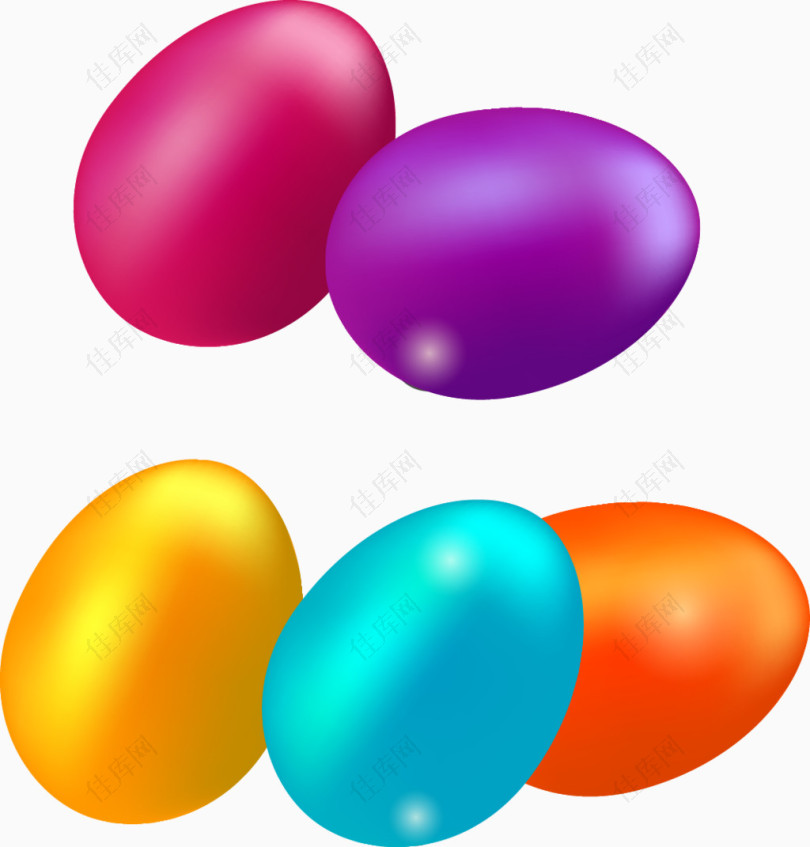 矢量手绘五颜六色的彩蛋