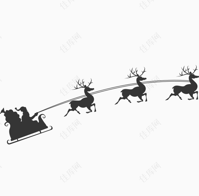 圣诞老人麋鹿雪橇圣诞节麋鹿拉鹿