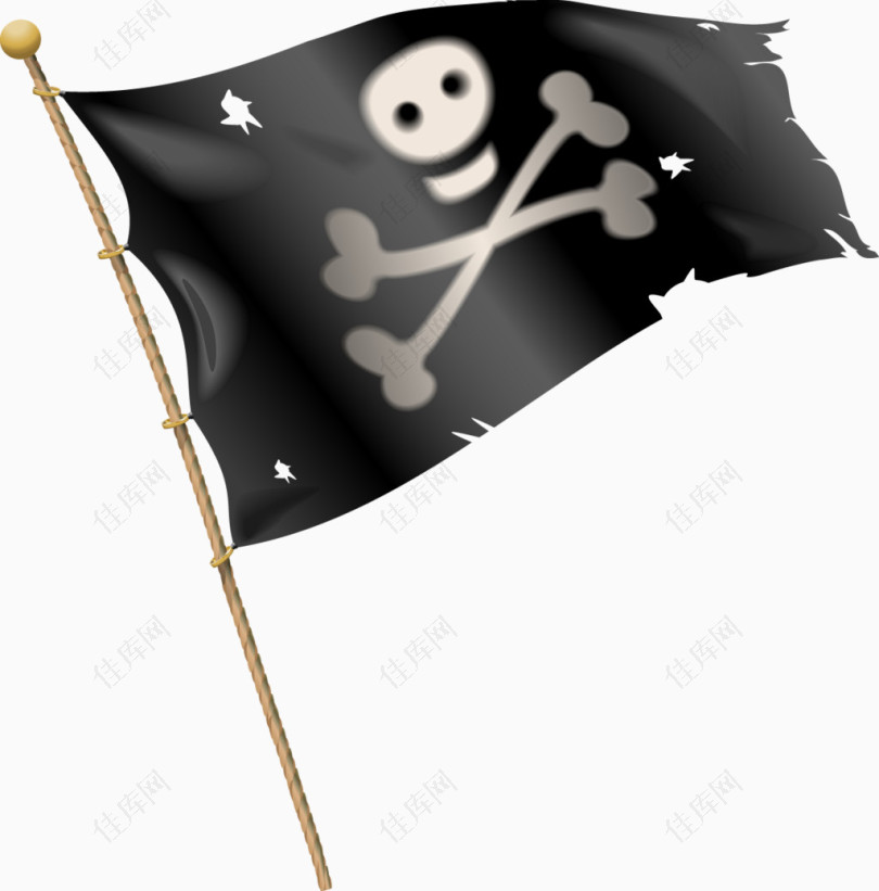 黑色卡通海盗旗素材免费下载
