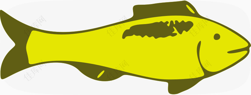 黄色墨绿色的卡通鱼