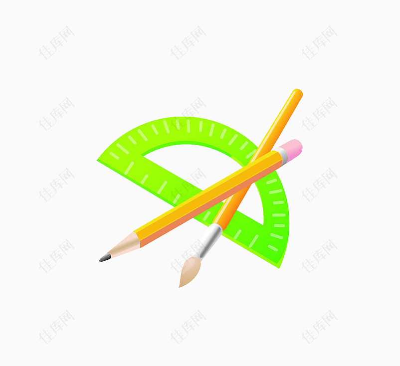 量角器和铅笔