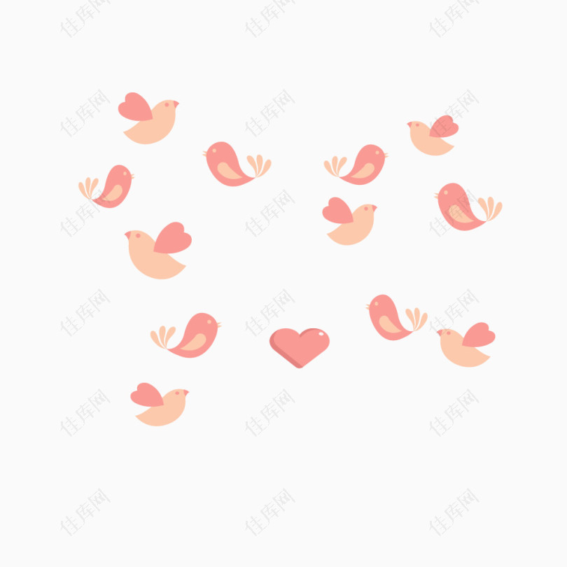 粉色小鸟矢量图