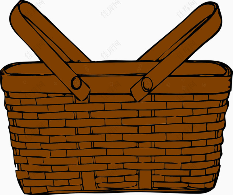 棕色编织草篮子