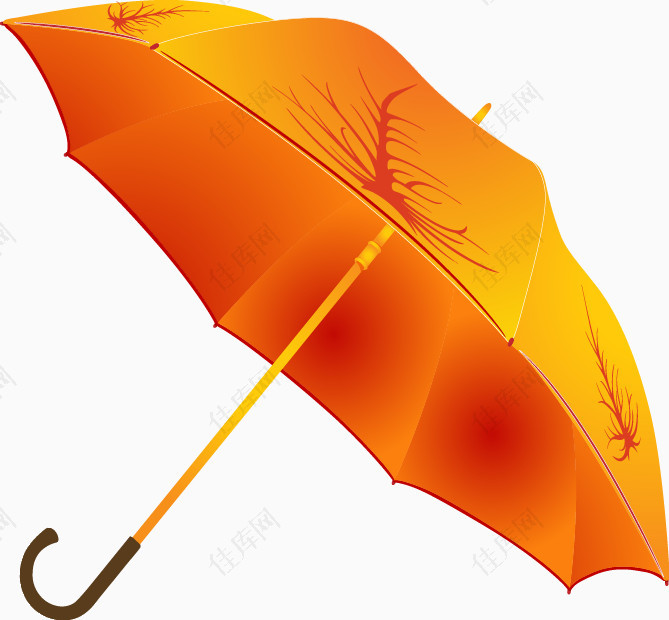 矢量橙色雨伞图案