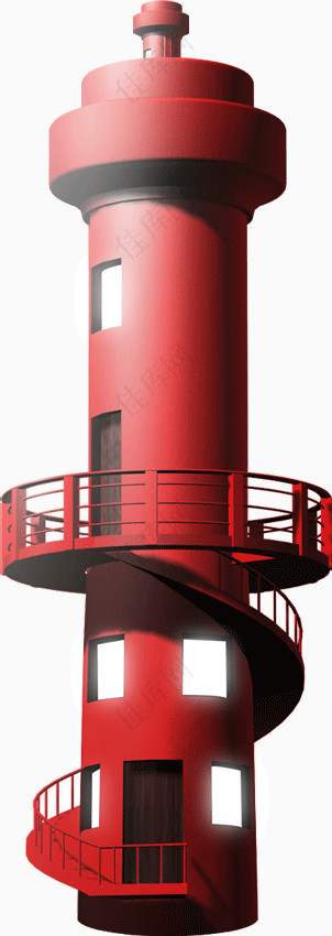 红色海边灯塔