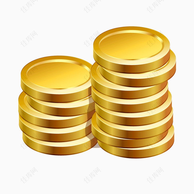 金黄色钱币堆积财富