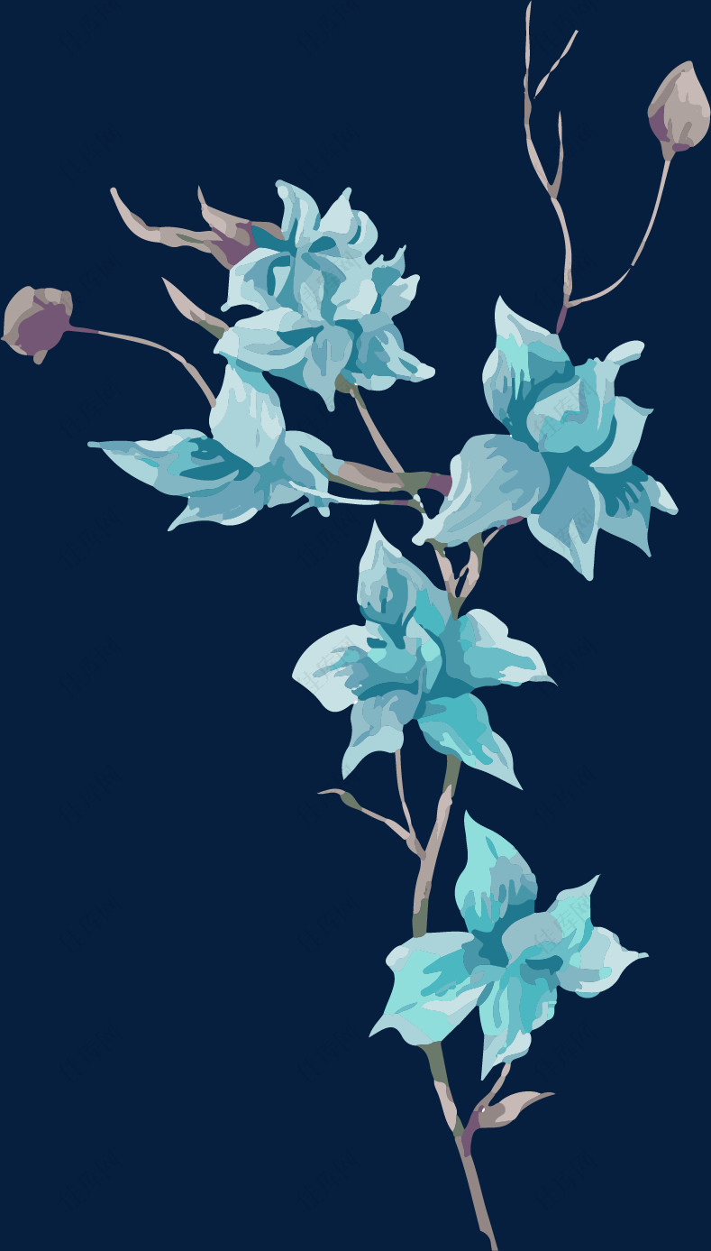 卡通手绘蓝色花朵