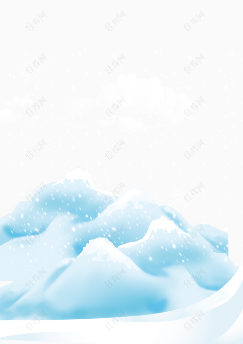 白色卡通背景装饰雪山