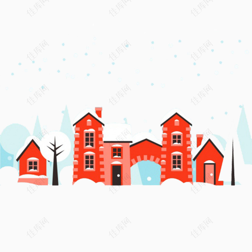 圣诞节下雪天的房屋