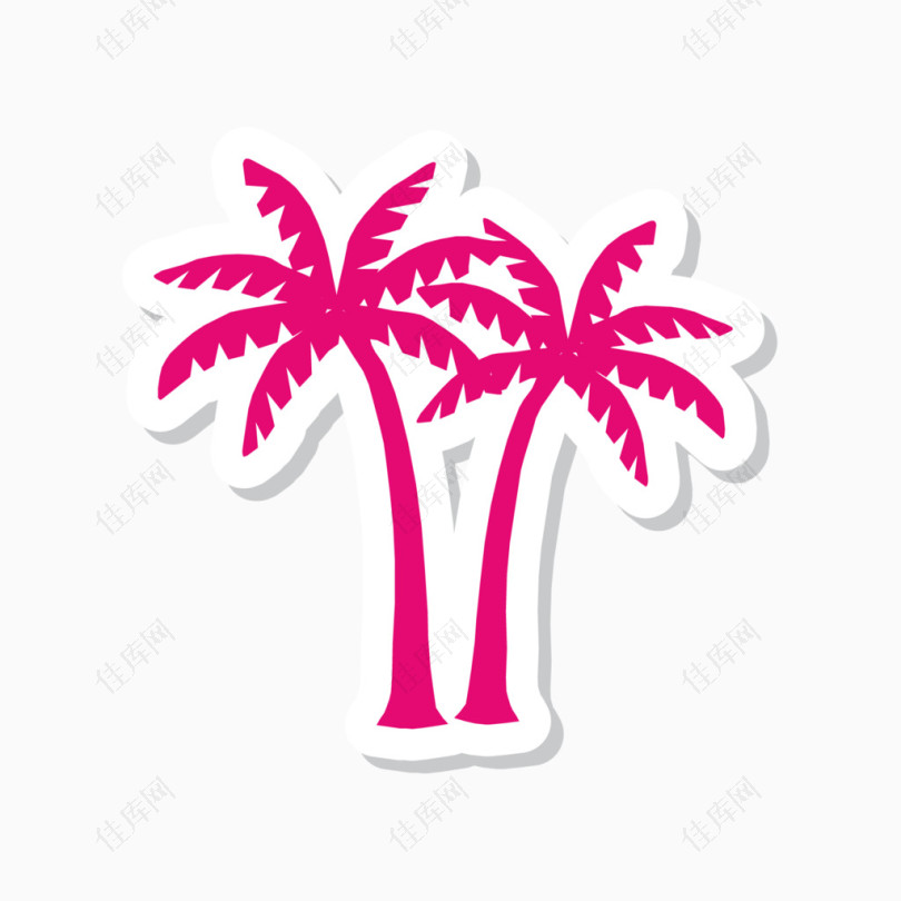 红色椰子树贴纸