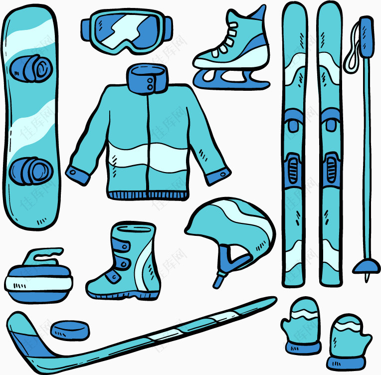 蓝色滑雪服