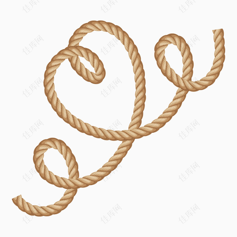 麻绳绳子心形缠绕卡通装饰