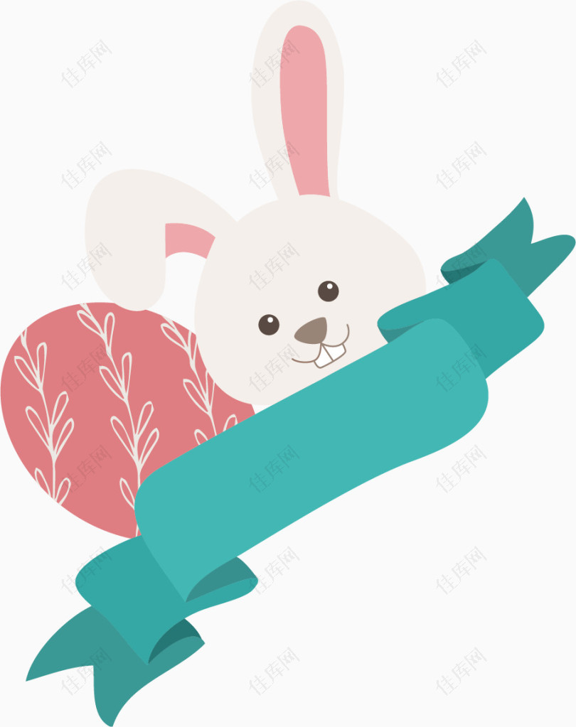 彩蛋兔子卡通手绘装饰元素边框纹理