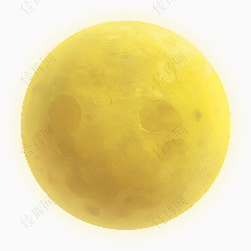 黄色中秋节素材月亮手绘png透明