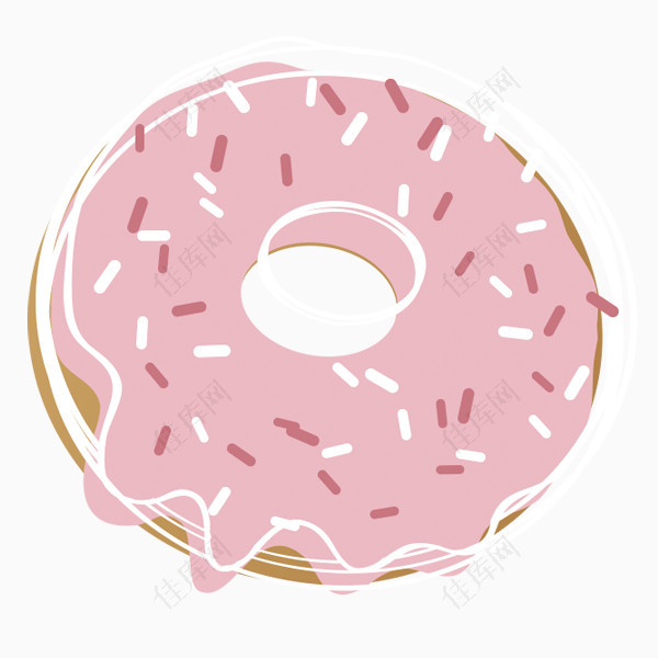 手绘粉色卡通甜甜圈