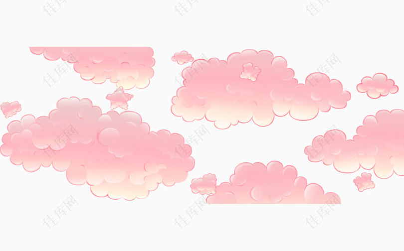 手绘卡通粉红色白云